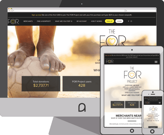 The For Project Website on computer, tablet, and phone.